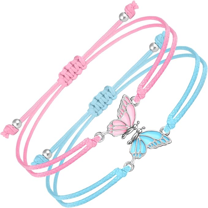 Pink Gemstone Bracelet with BFF Enamel Charm – Little Miss Zoe